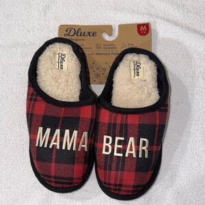 Dearfoams Red and Black Plaid Slippers